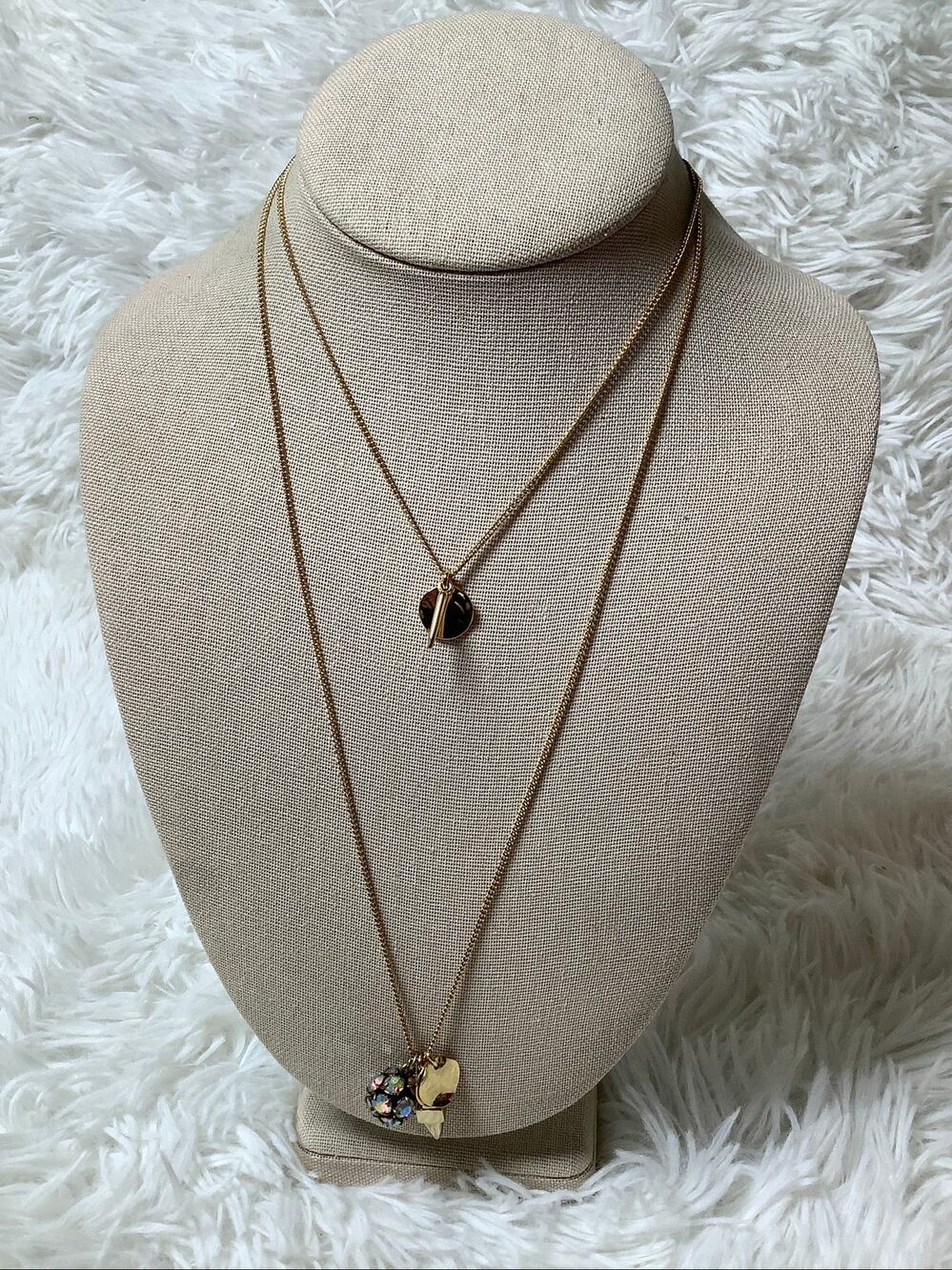 J.Crew Women's Layered Iridescent Gem Ball & Gold-Tone Pendent Necklace C32-1